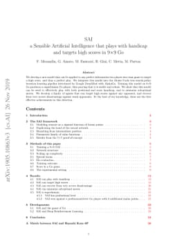 SAI: a Sensible Artificial Intelligence that plays with handicap and
  targets high scores in 9x9 Go (extended version)