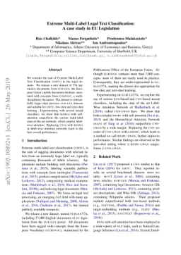 Extreme Multi-Label Legal Text Classification: A case study in EU
  Legislation