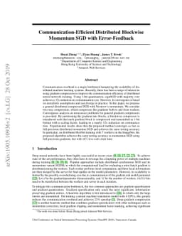 Communication-Efficient Distributed Blockwise Momentum SGD with
  Error-Feedback