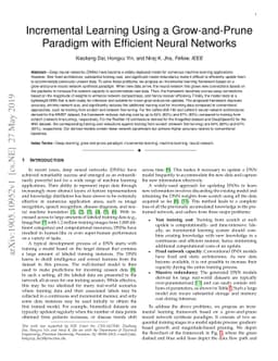 Incremental Learning Using a Grow-and-Prune Paradigm with Efficient
  Neural Networks