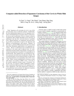 Computer-aided Detection of Squamous Carcinoma of the Cervix in Whole
  Slide Images