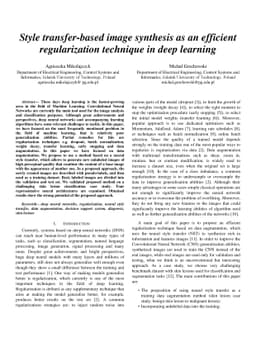 Style transfer-based image synthesis as an efficient regularization
  technique in deep learning