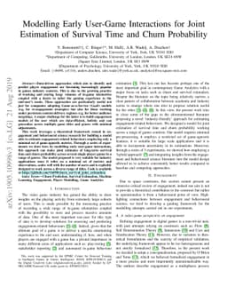 Modelling Early User-Game Interactions for Joint Estimation of Survival
  Time and Churn Probability