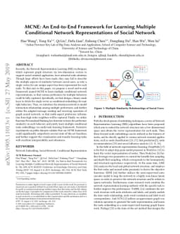 MCNE: An End-to-End Framework for Learning Multiple Conditional Network
  Representations of Social Network