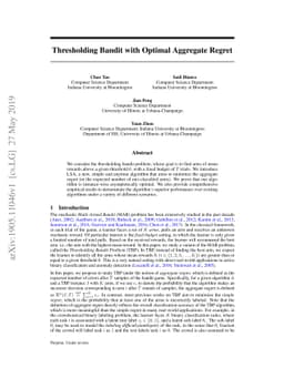 Thresholding Bandit with Optimal Aggregate Regret