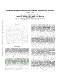 Learning to Auto Weight: Entirely Data-driven and Highly Efficient
  Weighting Framework