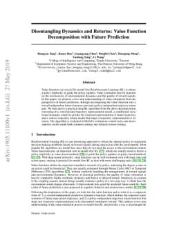 Disentangling Dynamics and Returns: Value Function Decomposition with
  Future Prediction