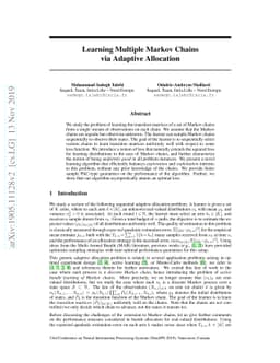 Learning Multiple Markov Chains via Adaptive Allocation