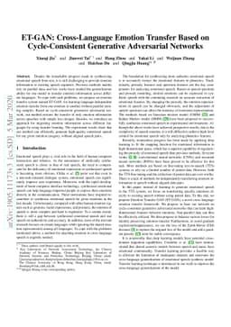 ET-GAN: Cross-Language Emotion Transfer Based on Cycle-Consistent
  Generative Adversarial Networks