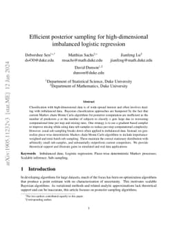 Efficient posterior sampling for high-dimensional imbalanced logistic
  regression