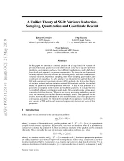 A Unified Theory of SGD: Variance Reduction, Sampling, Quantization and
  Coordinate Descent