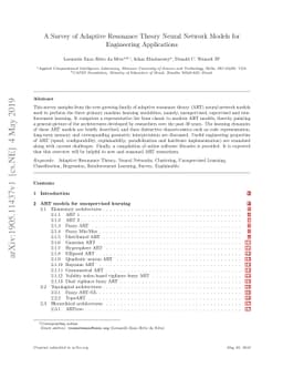A Survey of Adaptive Resonance Theory Neural Network Models for
  Engineering Applications
