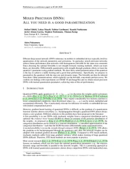 Mixed Precision DNNs: All you need is a good parametrization