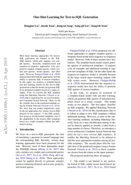 One-Shot Learning for Text-to-SQL Generation