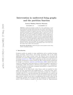 Intervention in undirected Ising graphs and the partition function