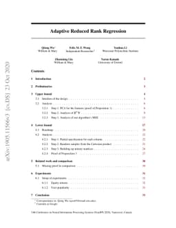 Adaptive Reduced Rank Regression