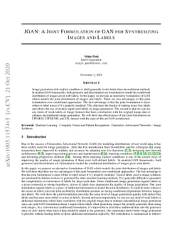 JGAN: A Joint Formulation of GAN for Synthesizing Images and Labels