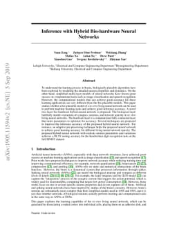 Inference with Hybrid Bio-hardware Neural Networks