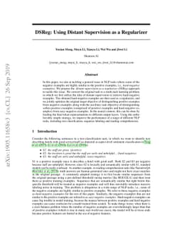 DSReg: Using Distant Supervision as a Regularizer