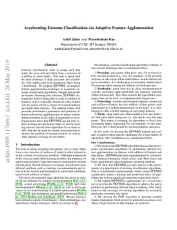 Accelerating Extreme Classification via Adaptive Feature Agglomeration