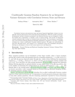 Conditionally Gaussian Random Sequences for an Integrated Variance
  Estimator with Correlation between Noise and Returns