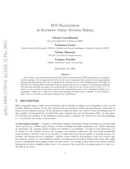 ROI Maximization in Stochastic Online Decision-Making