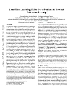 Shredder: Learning Noise Distributions to Protect Inference Privacy