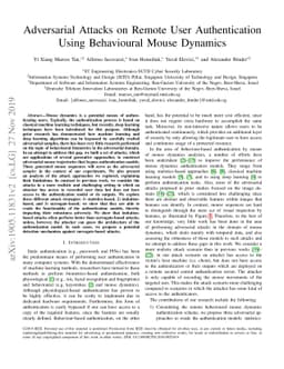 Adversarial Attacks on Remote User Authentication Using Behavioural
  Mouse Dynamics