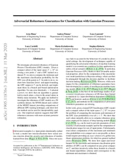 Adversarial Robustness Guarantees for Classification with Gaussian
  Processes