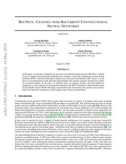 RecNets: Channel-wise Recurrent Convolutional Neural Networks