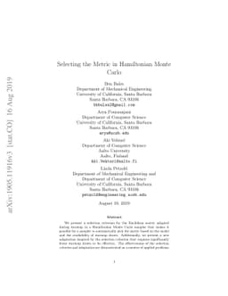 Selecting the Metric in Hamiltonian Monte Carlo