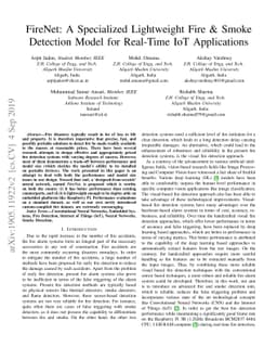 FireNet: A Specialized Lightweight Fire & Smoke Detection Model for
  Real-Time IoT Applications