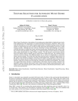 Texture Selection for Automatic Music Genre Classification