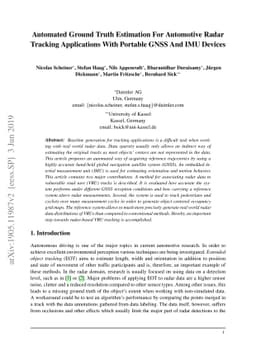 Automated Ground Truth Estimation For Automotive Radar Tracking
  Applications With Portable GNSS And IMU Devices