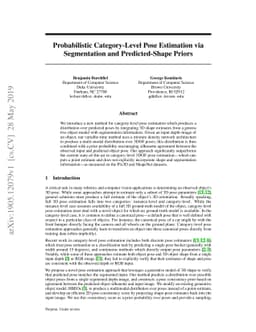 Probabilistic Category-Level Pose Estimation via Segmentation and
  Predicted-Shape Priors