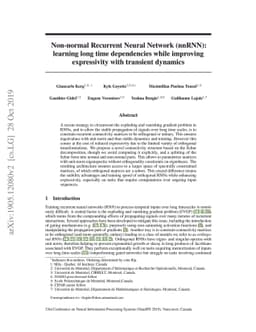 Non-normal Recurrent Neural Network (nnRNN): learning long time
  dependencies while improving expressivity with transient dynamics