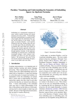 Parallax: Visualizing and Understanding the Semantics of Embedding
  Spaces via Algebraic Formulae