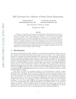 EM Converges for a Mixture of Many Linear Regressions