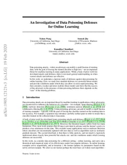 An Investigation of Data Poisoning Defenses for Online Learning