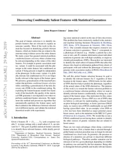Discovering Conditionally Salient Features with Statistical Guarantees