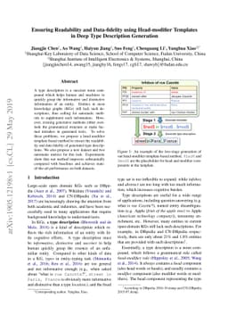 Ensuring Readability and Data-fidelity using Head-modifier Templates in
  Deep Type Description Generation