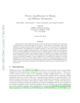 Privacy Amplification by Mixing and Diffusion Mechanisms