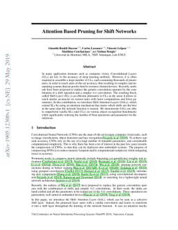 Attention Based Pruning for Shift Networks