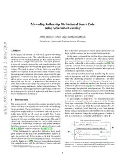 Misleading Authorship Attribution of Source Code using Adversarial
  Learning