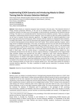 Implementing SCADA Scenarios and Introducing Attacks to Obtain Training
  Data for Intrusion Detection Methods