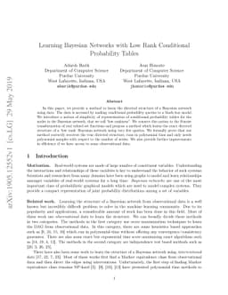 Learning Bayesian Networks with Low Rank Conditional Probability Tables