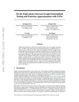 On the equivalence between graph isomorphism testing and function
  approximation with GNNs
