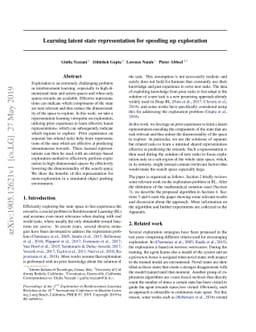 Learning latent state representation for speeding up exploration