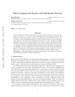 Top-k Combinatorial Bandits with Full-Bandit Feedback