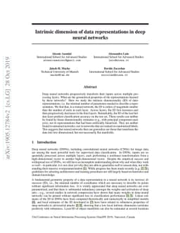 Intrinsic dimension of data representations in deep neural networks